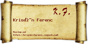 Krisán Ferenc névjegykártya